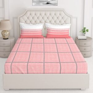 queen size light pink cotton bedsheet set for all seasons